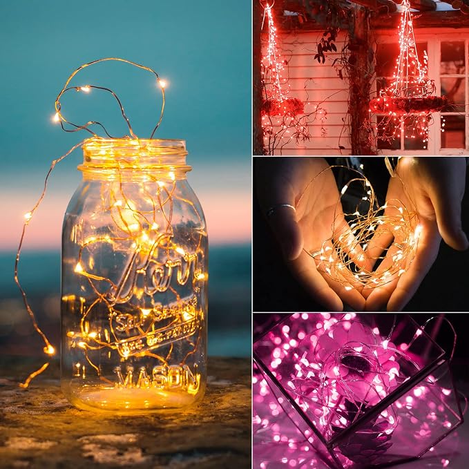Brightown Valentine's Day 12 Pack Pink Led Fairy Lights Battery Operated String - Image 7