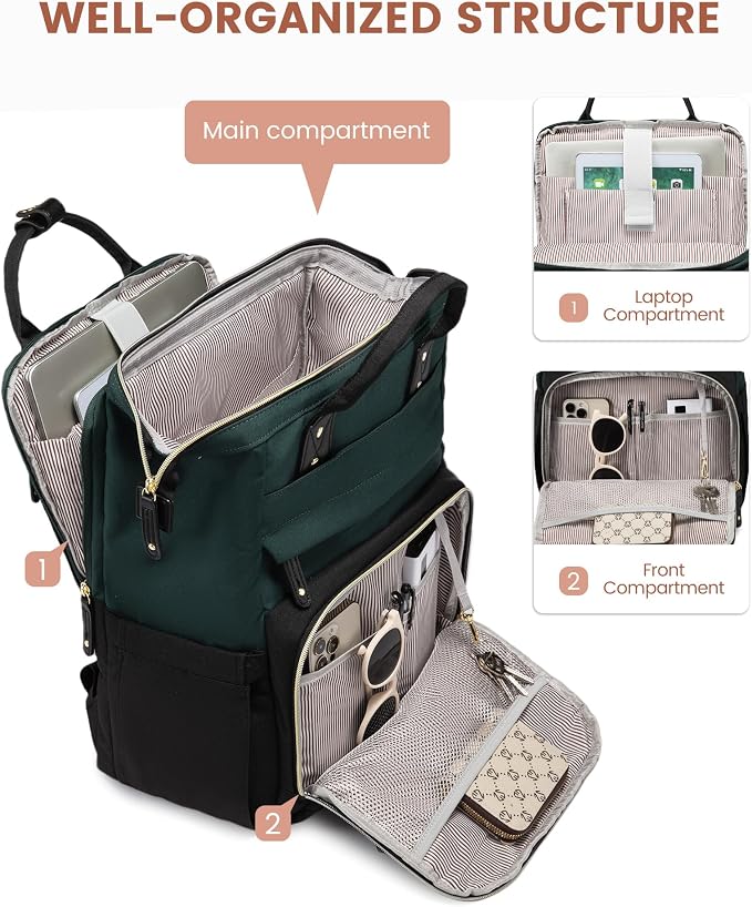 LOVEVOOK Laptop Backpack for Women, 15.6'' Waterproof Nurse Bag Teacher Work - Image 2