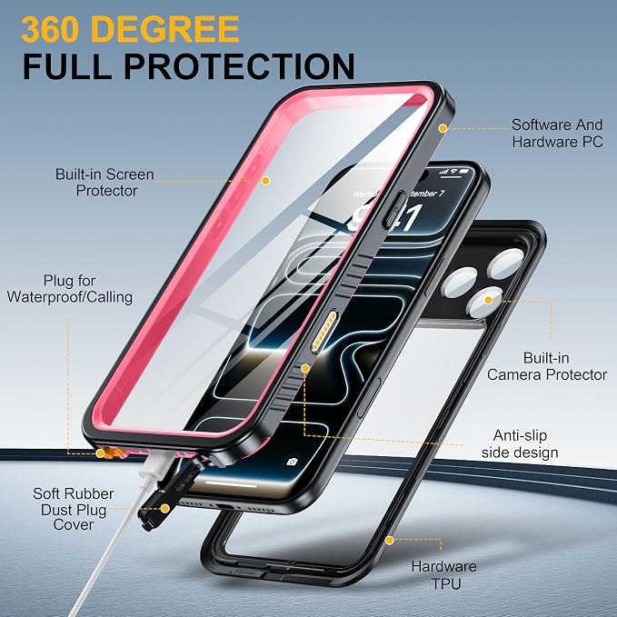 ANTSHARE for iPhone 17 Pro Max Case, IP68 Waterproof Shockproof Case, - 12 FT - Image 7