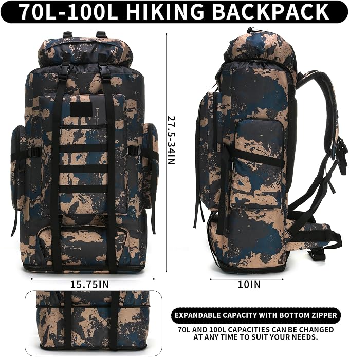 Hiking Backpack for Men 70L/100L Camping Backpack Military Rucksack Molle 3 - Image 2