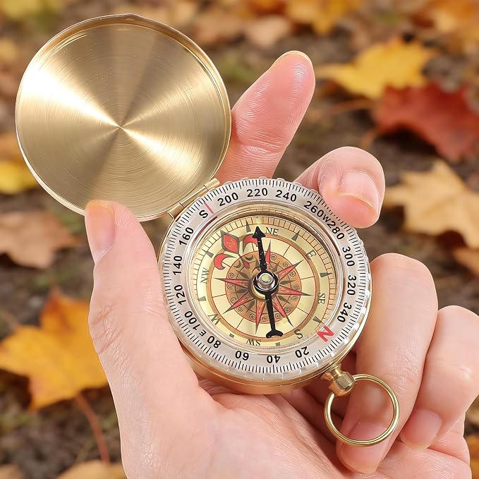 Brass Compass for Hiking Large Dial Pocket Compass - Image 6