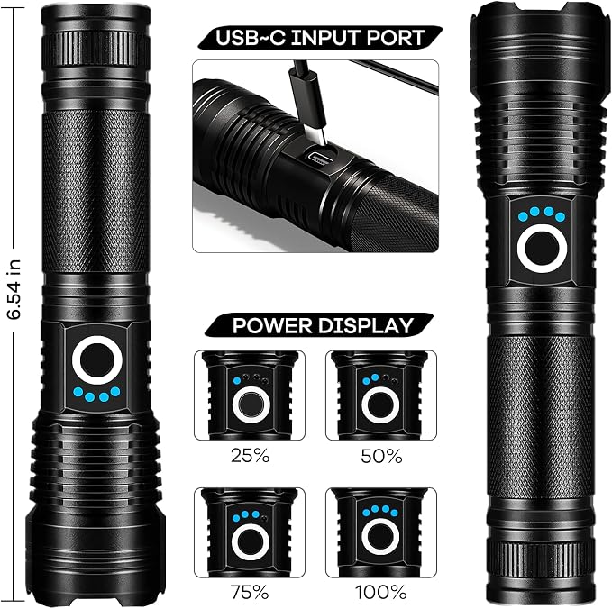 MIXILIN Rechargeable Flashlights High Lumens, 4 Pack 99, 000 Lumens Super - Image 4
