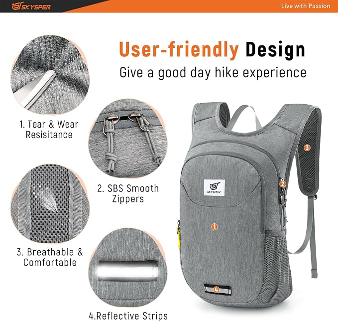 SKYSPER Small Hiking Backpack 10L Packable Lightweight Back Pack Foldable - Image 4
