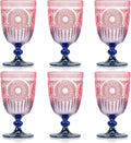 XUWAIDSGN 6Pcs Plastic Vintage Wine Glasses 13.5oz Reusable Embossed Goblet by XUWAIDSGN