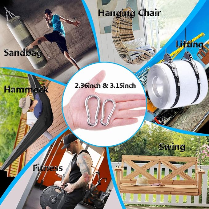 Spring Snap Hooks, 304 Stainless Steel Metal Clip Heavy Duty Rope Connector - Image 4