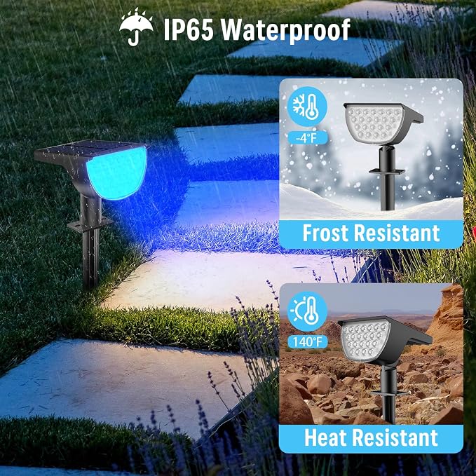 GKGG Solar Multicolor Lights Waterproof IP65, 8 Lighting Modes Solar Spot - Image 4