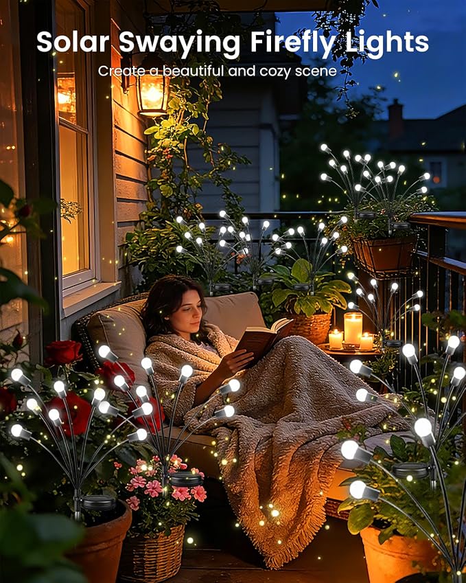 OZS 6 Pack Total 48 LED Solar Firefly Lights Fairy Outdoor - Image 4
