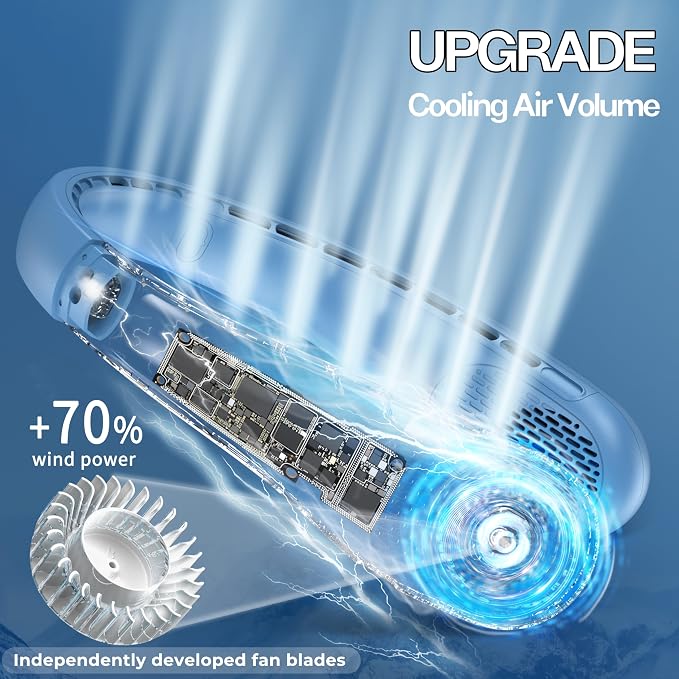 KIDEE Neck Fan, Portable Fan, Neck Fans Rechargeable, Upgraded LED Display - Image 3
