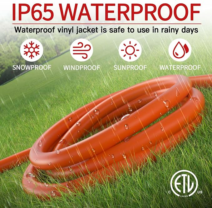 50 FT 12 Gauge Extension Cord Outdoor, Heavy Duty Weatherproof & Flame - Image 7