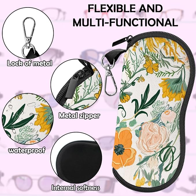 Glasses Case Sunglasses Eyeglass Soft Case Zipper Light Neoprene Pouch - Image 4