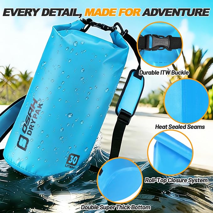 Waterproof Dry Bag, 5L/10L/20L/30L/40L Roll Top Lightweight Storage Backpack - Image 3