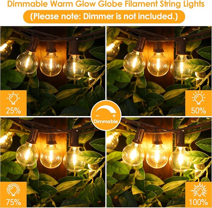 Mlambert 100Ft Outdoor String Lights, G40 Globe Patio Lights - Image 3