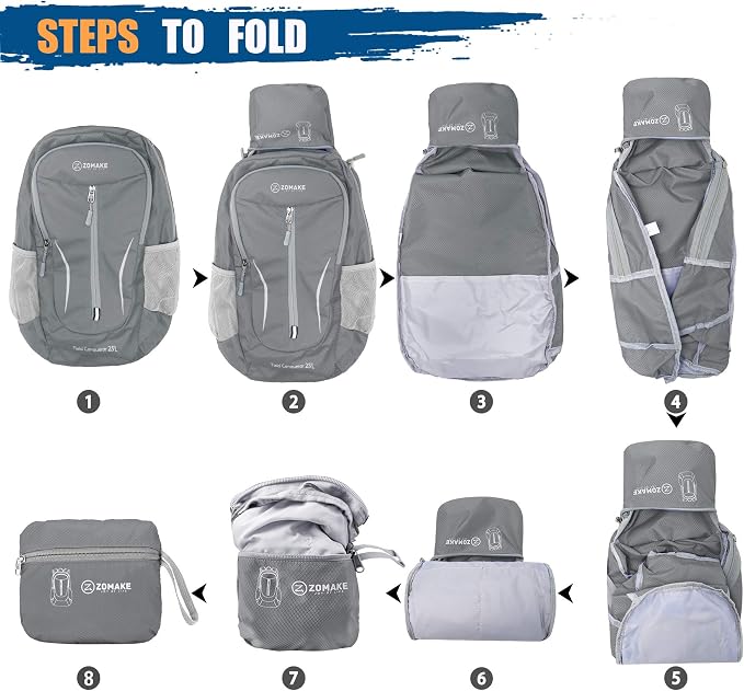 ZOMAKE Ultra Lightweight Packable Backpack 25L, Foldable Hiking Backpacks Water - Image 6