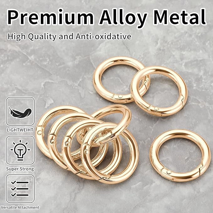 Gkeygo Key Ring Clip, 4/5 Inch Keychain Rings, 8 Pack Round Carabiner Clip - Image 2