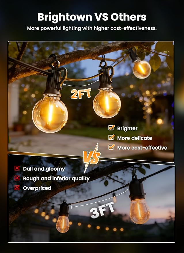 Brightown 108FT 52LED Solar String Lights Outdoor - Image 2
