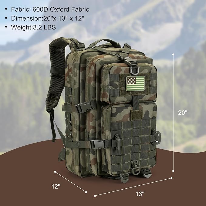 Hannibal Tactical MOLLE Assault Backpack, Tactical Backpack Military Army - Image 3