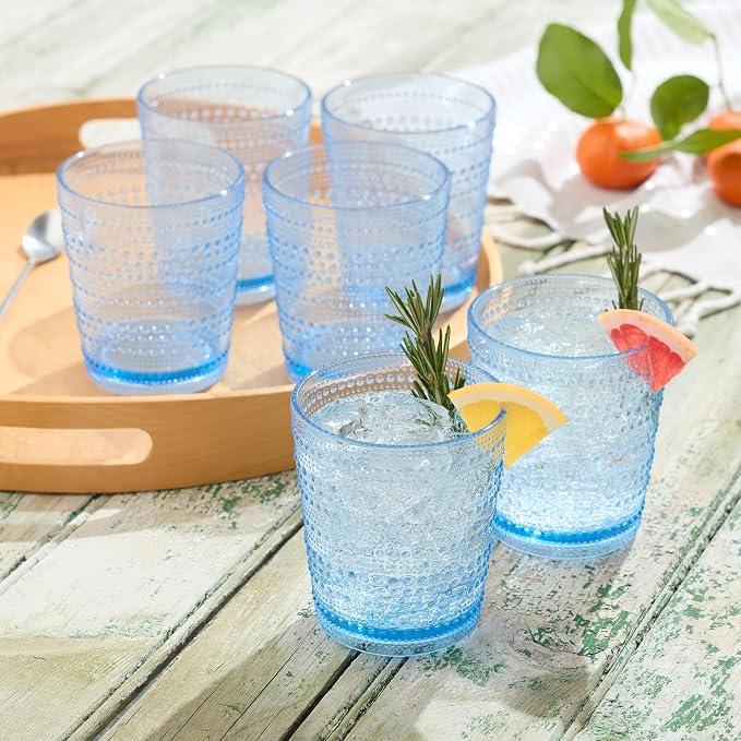 Santa Fe Blue Set of 6 Premium Acrylic DOF Glasses 16 oz – Unbreakable Drinkware - Image 4
