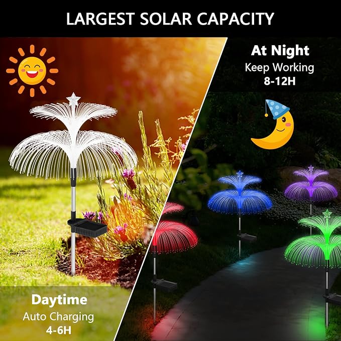 Weepong Solar Garden Lights 6 Pack New Upgraded Solar Lights Outdoor Waterproof - Image 4