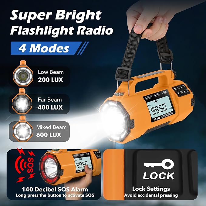 Emergency Radio NOAA Weather Alert FM/AM/SW, Hand Crank Radio - Image 4