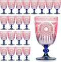 XUWAIDSGN 24Pcs Plastic Vintage Wine Glasses 13.5oz Reusable Embossed Goblet by XUWAIDSGN