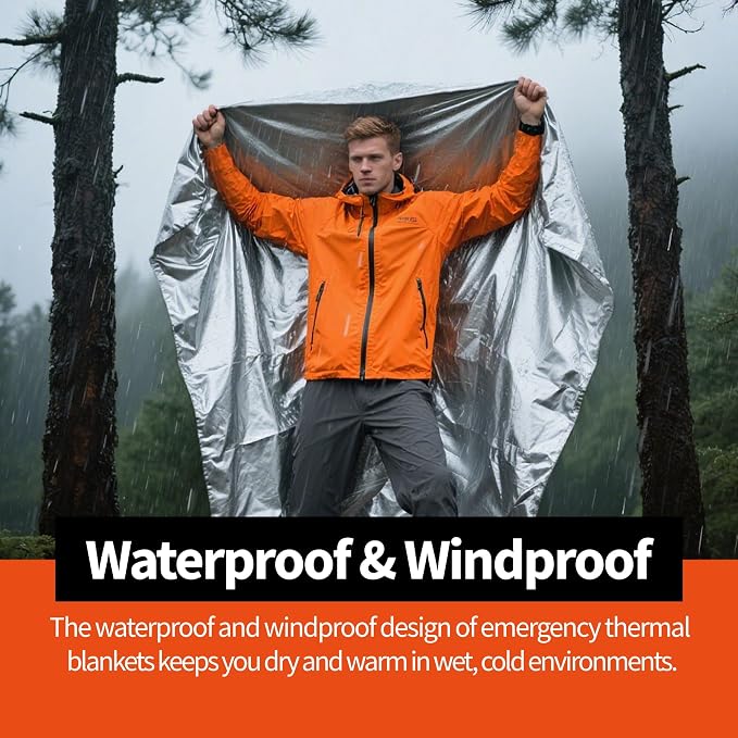 Emergency Thermal Blankets, 4 Pack, Space Mylar Blanket Survival kit - Image 5