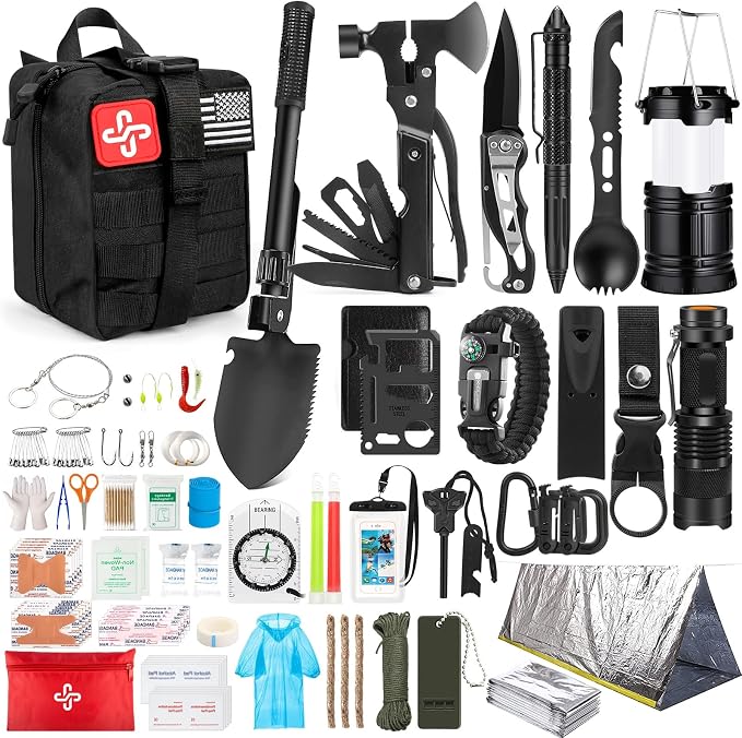 Survival Kit, Emergency Kit for Earthquake, Outdoor Adventure, Gifts for Men by HIHEGD