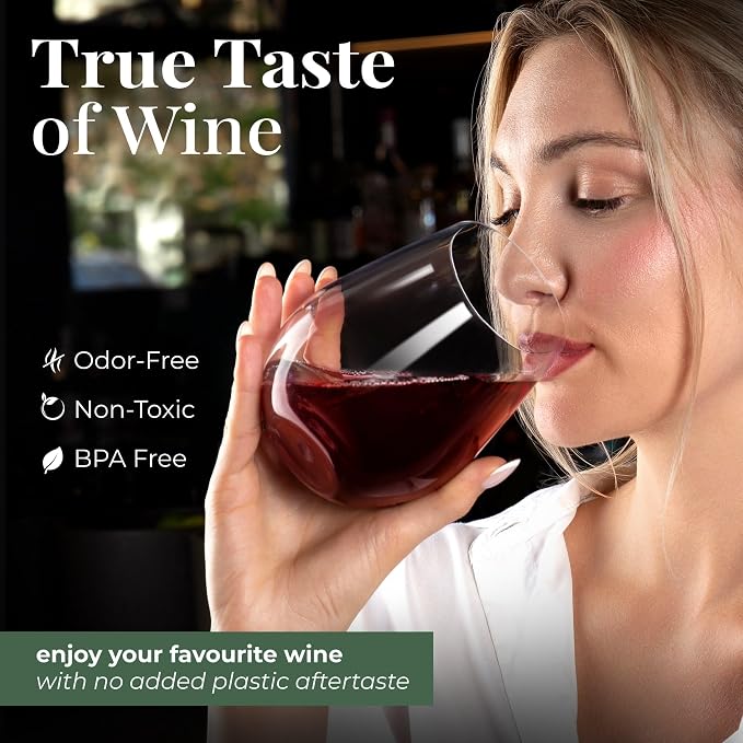 Vivocci Unbreakable Plastic Stemless Outdoor Wine Glasses 20 oz | Tritan Heavy - Image 3
