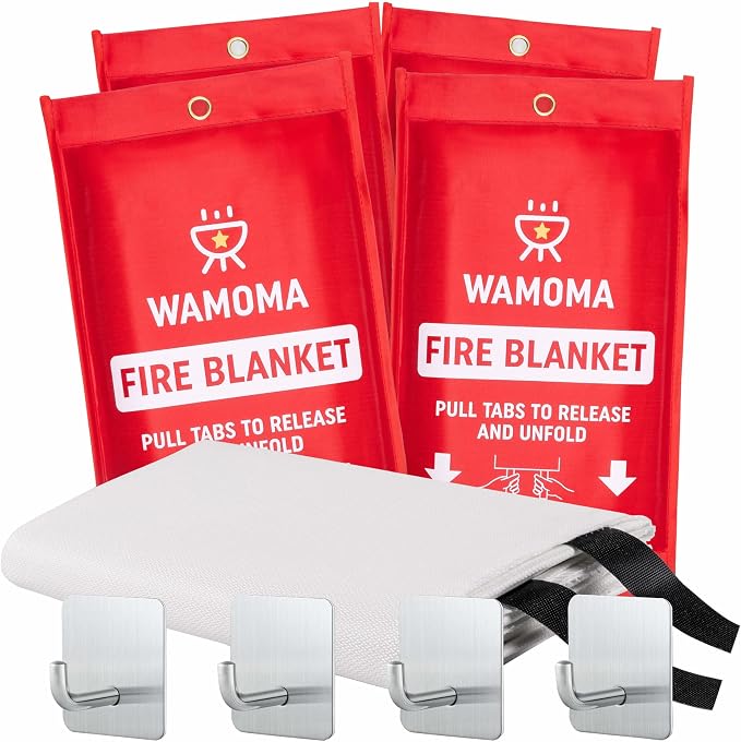 Fire Suppression Blanket with Hooks by Wamoma