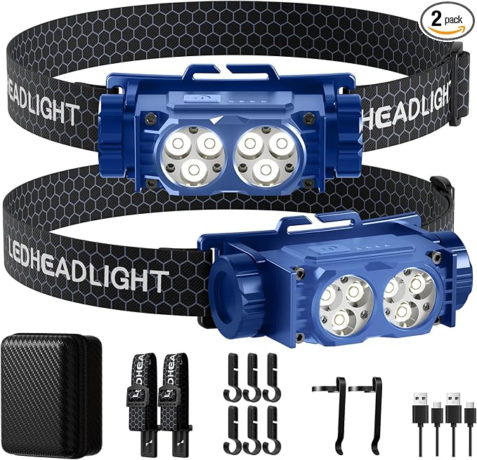 Headlamp Rechargeable 2PCS, 4500L Super Bright Light Bright LED Rechargeable by Unknown