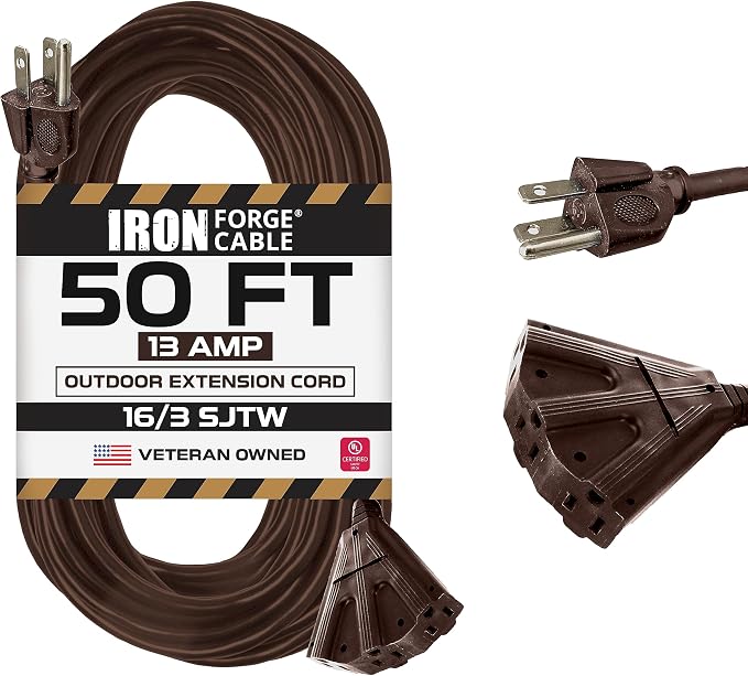 Iron Forge Cable 50ft Brown Outdoor Extension Cord by IronForgeCable