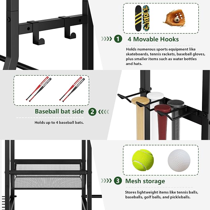 Sports Equipment Organizer Garage Organization, Golf Bag Storage Rack, Organizer - Image 2