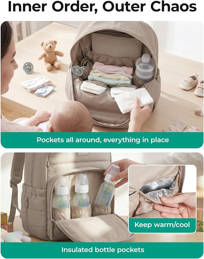 BAGSMART Diaper Bag Backpack, Lightweight Stroller-Friendly Diaper Bag - Image 3