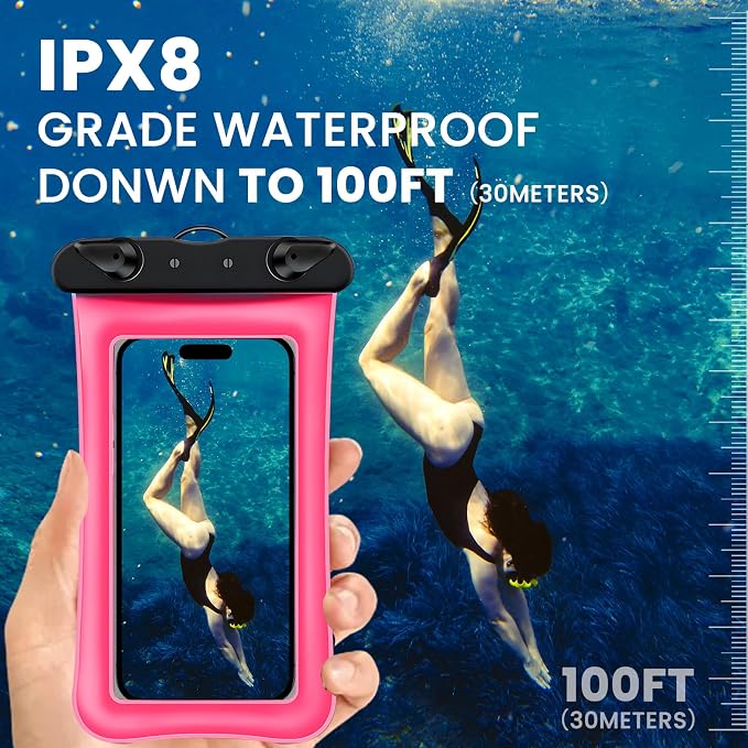 2 Pack Waterproof Floating Phone Pouch IPX8 Floatable Waterproof Phone Case - Image 5