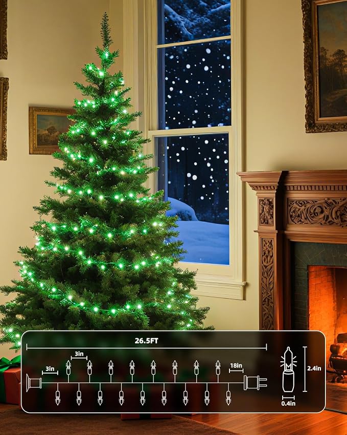 Brightown Green Christmas String Lights, 100-Count 26.5ft Incandescent Bulb - Image 2