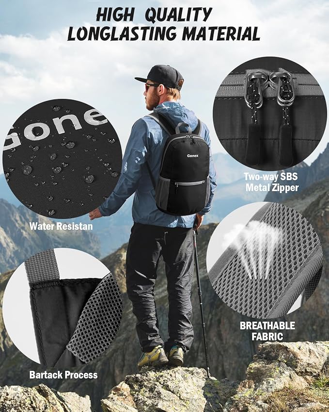 Gonex Ultra Lightweight Packable Backpack 20L Daypack Handy Foldable Camping - Image 4