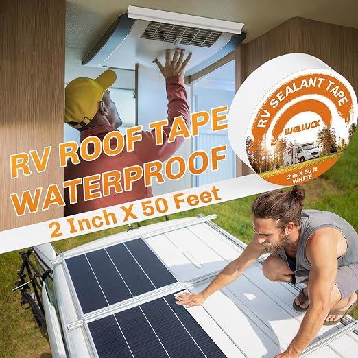 WELLUCK RV Roof Tape Sealant Roofing Tape, 2 Inch X 50 Foot Natural White RV - Image 5