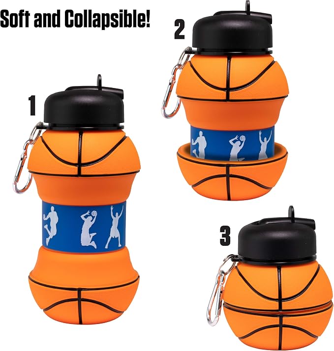 Maccabi Art Clip-On Collapsible BPA-Free Silicone Basketball Water Bottle - Image 4