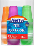 Hefty Party On Disposable Plastic Cups, 16 Ounce by Hefty
