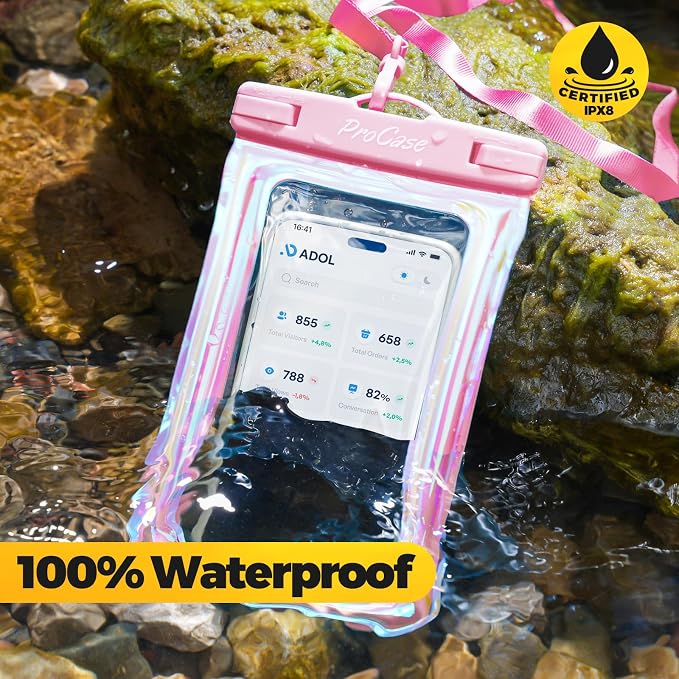 ProCase 2 Pack Floating Waterproof Phone Pouch IPX8, Universal Dry Bag Fits - Image 3