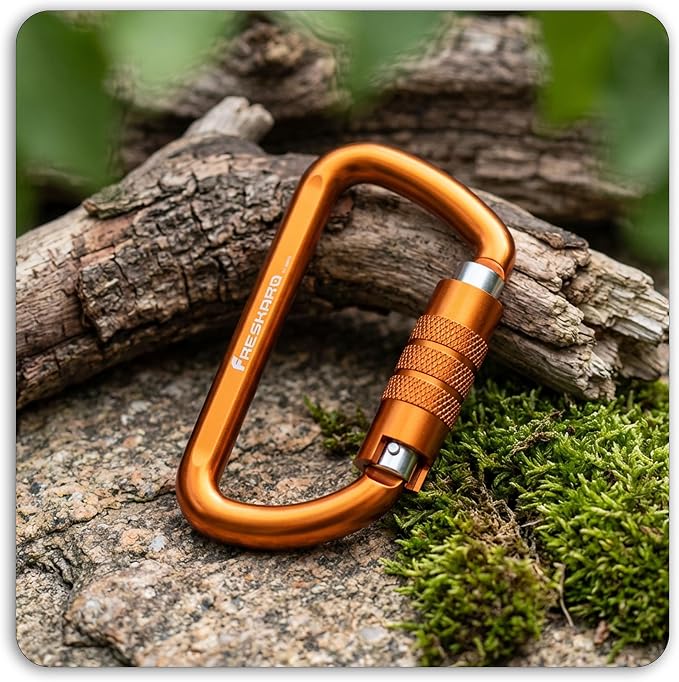 FresKaro 3inch 12kN-2698lbs Auto Locking Carabiner Clips, Solid D Shape - Image 6