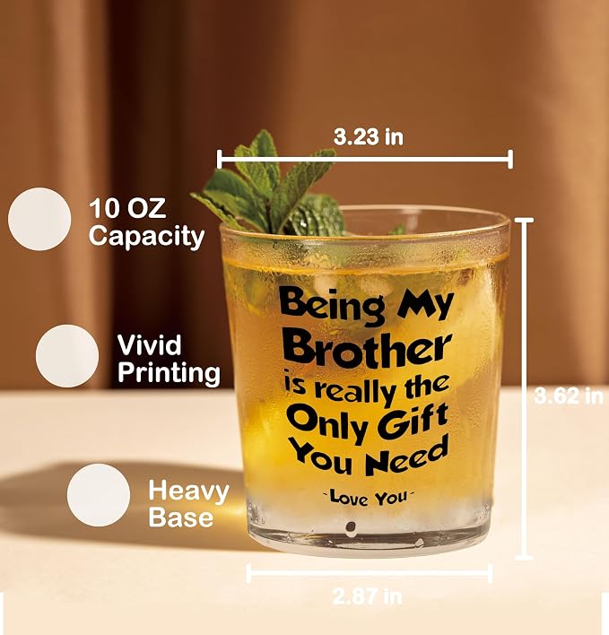 Nogrit Brother Gifts Whiskey Glasses 10 oz, Brothers Gifts - Image 2