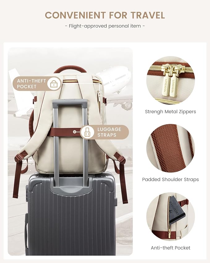 LOVEVOOK 40L Travel Backpack Carry on Flight Approved, Personal Item Bag - Image 8