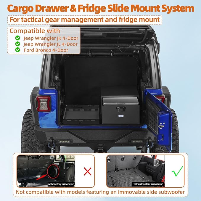 Hooke Road JK/JL/Bronco Trunk Sliding Drawer System & Fridge Slide Mount - Image 2