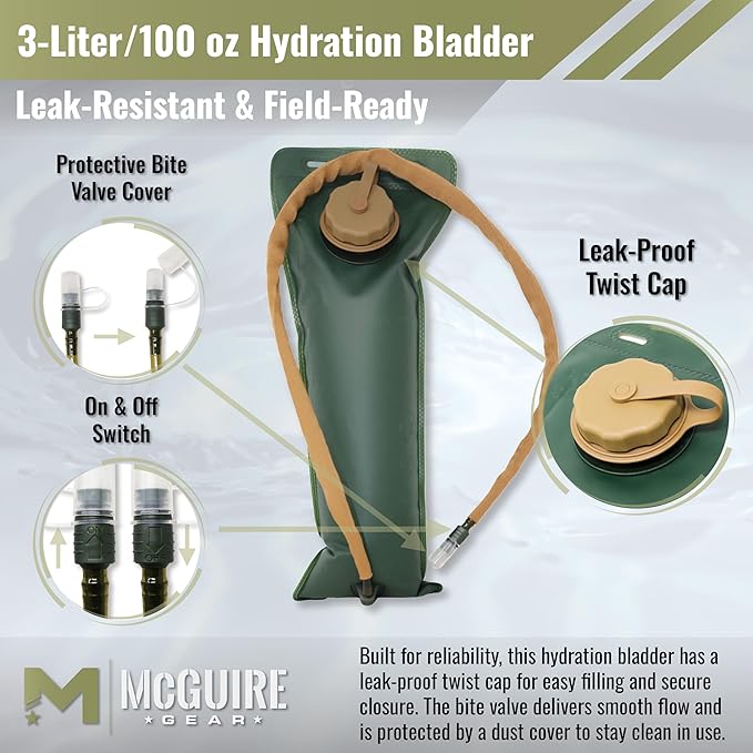 M MCGUIRE GEAR Hydration Bladder, 3L/100 oz. Water Bladder, Leak Proof - Image 2