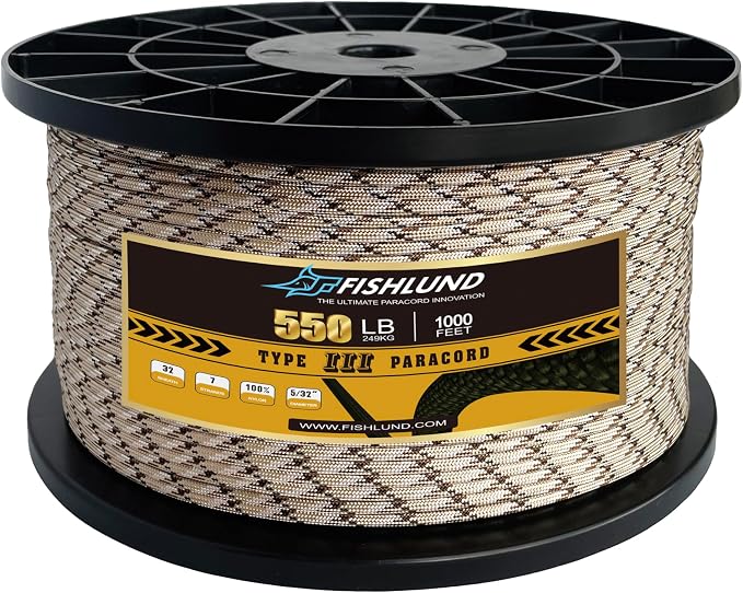 Paracord 550 lb, 7 Strand Paracord Rope 1000ft 4mm, Nylon Parachute Cord by FISHLUND