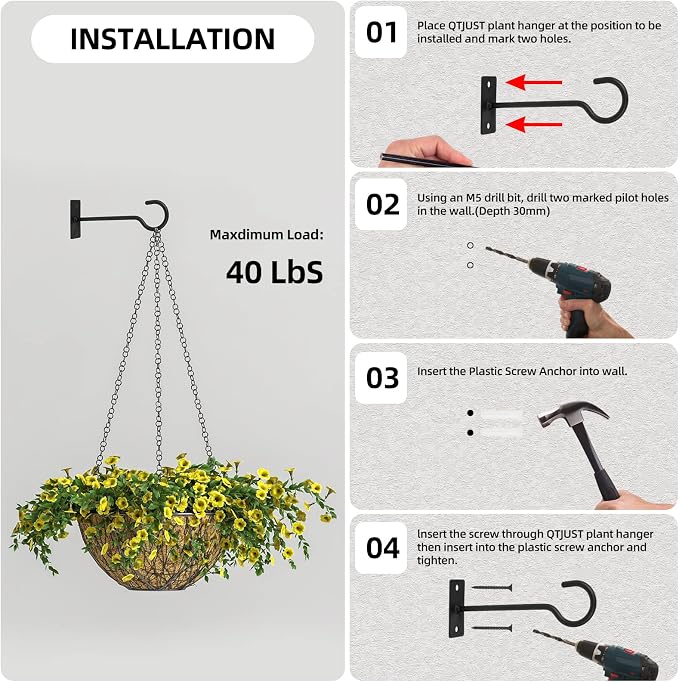 Ceiling Hooks for Hanging Plants 6pack 2.5inch Wall Mount Plant Hooks Meatl - Image 7