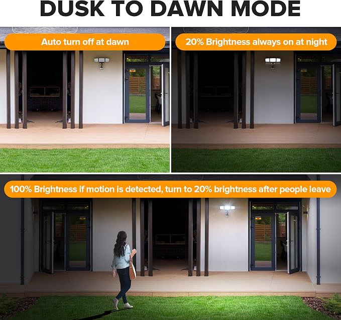 LUTEC 2 Pack 74W 8000 Lumen Motion Sensor Outdoor Lights, 5000K Daylight - Image 6