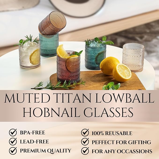 Khen Plastic Hobnail Drinking Glasses Set of 6 Neutral Tones Cups 14oz - Image 2