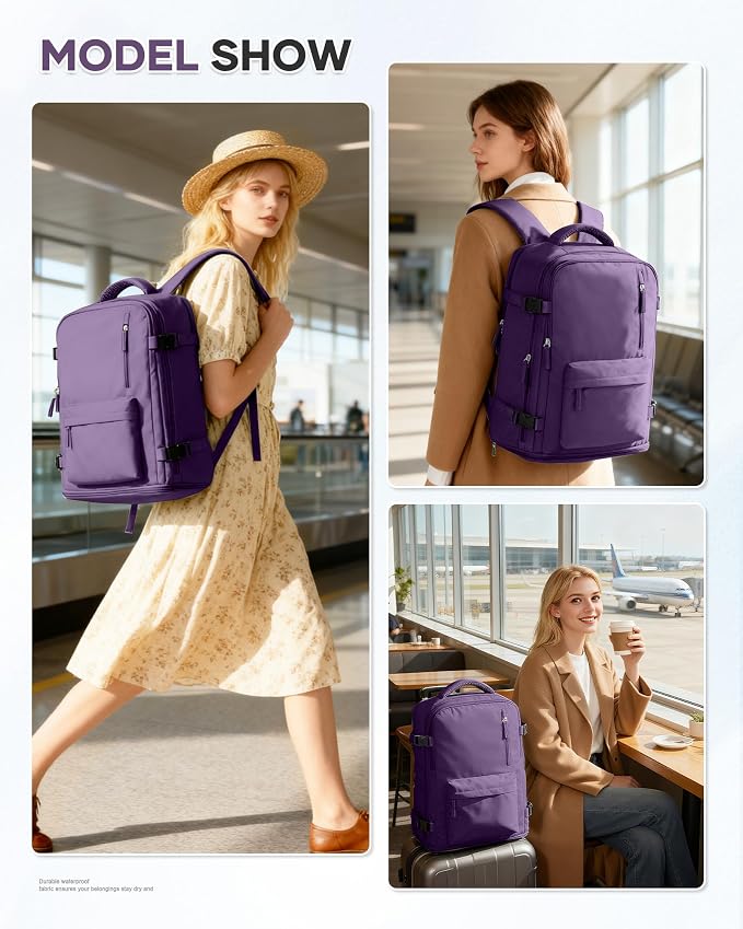 WONHOX Large Travel Backpack Carry on Flight Approved Laptop Work Business - Image 7