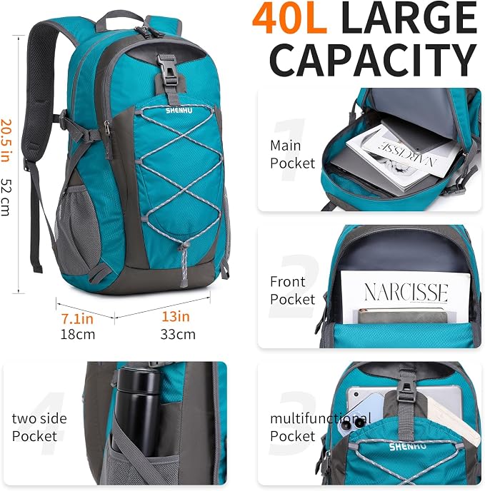 40L Hiking Backpack Lightweight Daypack Waterproof Travel Camping Backpack - Image 3